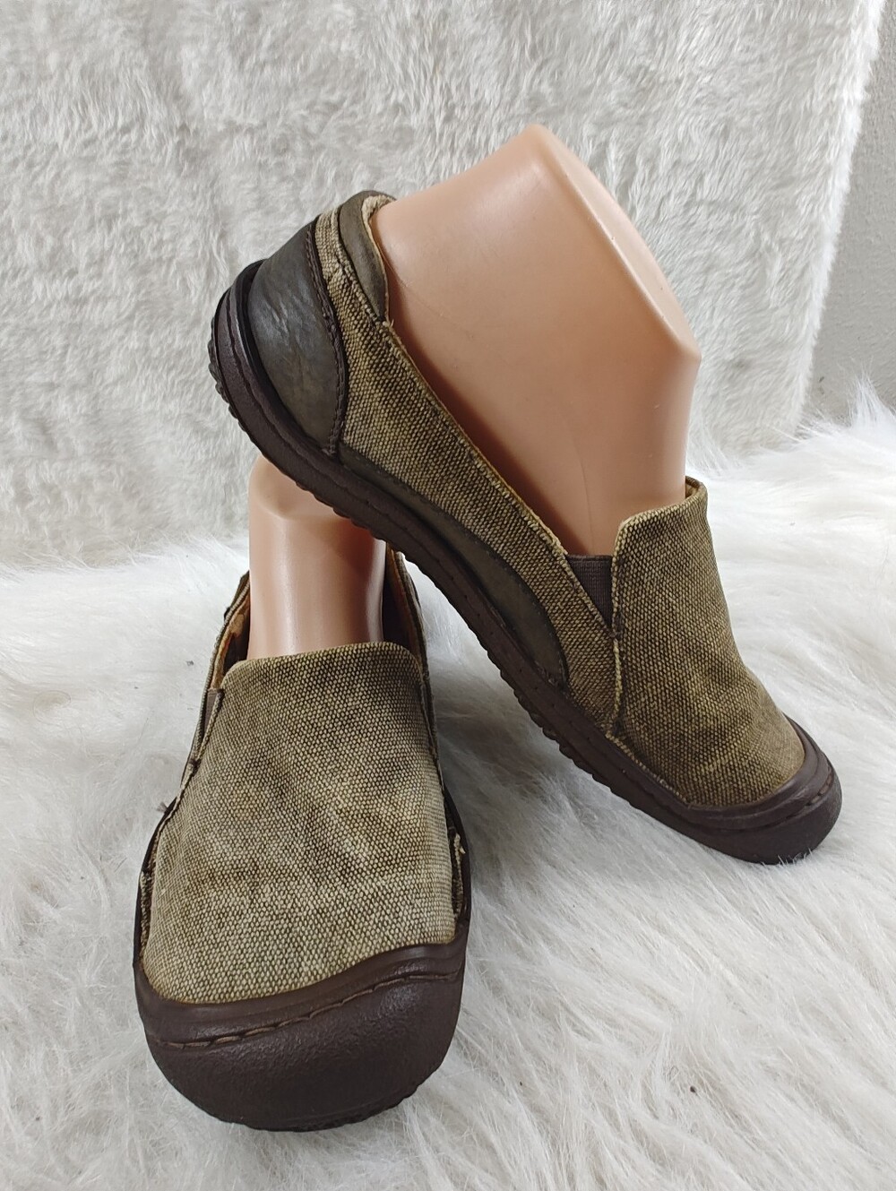 KEEN Cush Slip On Shoes Women's Size 8.5 Brown Yellow Leather Fabric Comfort - Picture 3 of 15